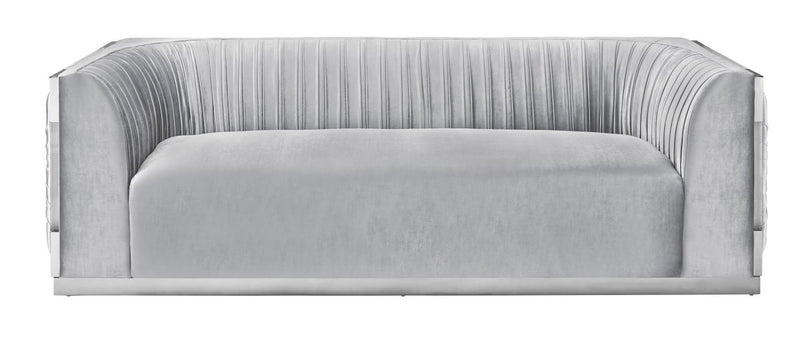 Naeyer Stunning Pleated Velvet Sofa - Silver Grey