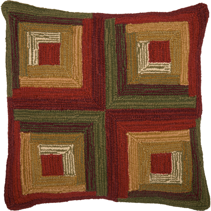 Ferron 18 x 18 Pillow - Moss Green/Cherry Red