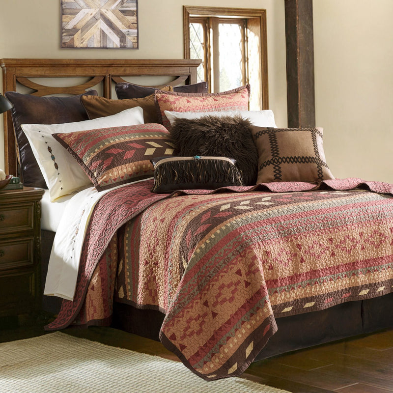 Irois 2 Pc. Twin Quilt Set - Red/Tan/Brown
