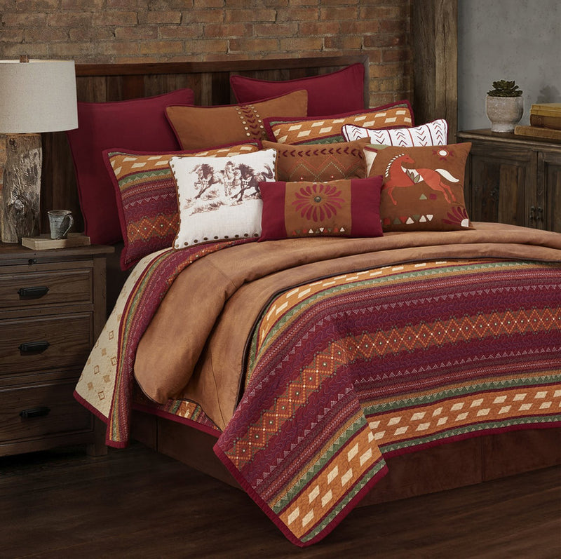 Tabarre 2 Pc. Reversible Twin Quilt Set - Red/Orange/Brown