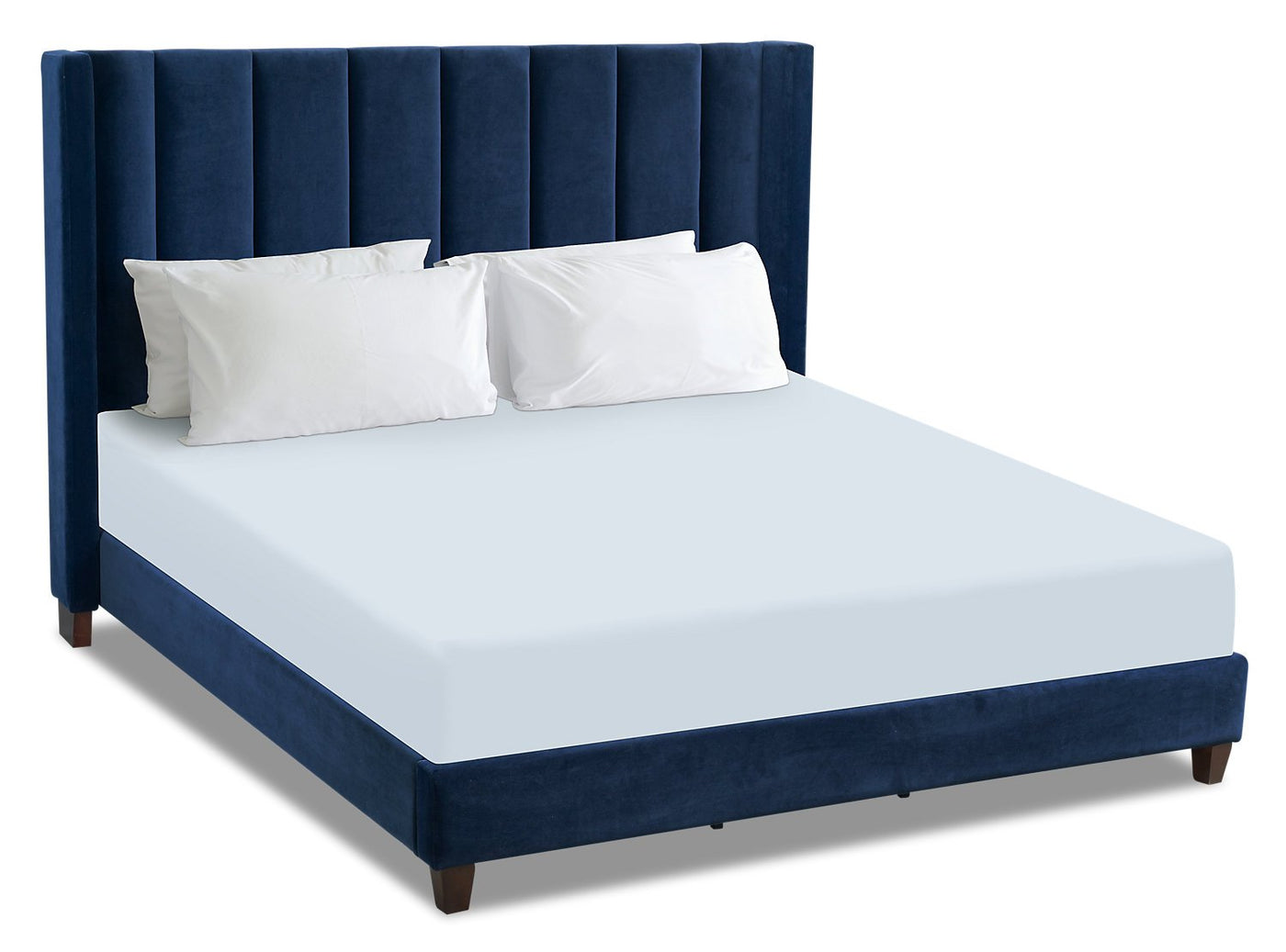 Chiasson Velvet King Bed - Blue | Furniture.ca