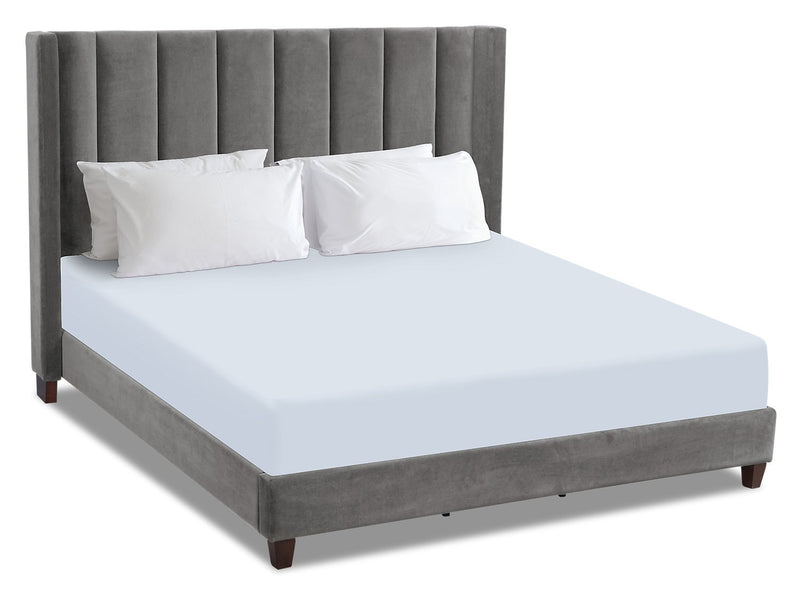 Chiasson Velvet King Bed - Grey