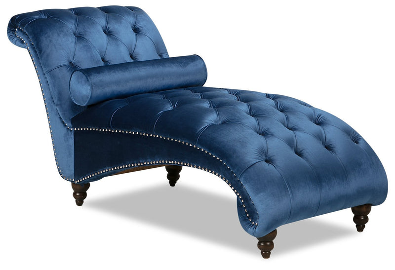 Batoche Velvet Chaise - Blue