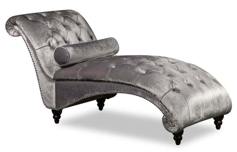 Batoche Velvet Chaise - Grey