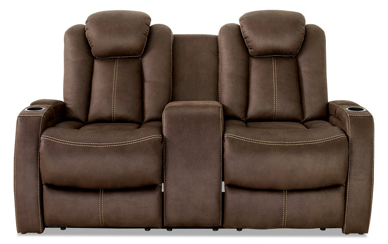 Terrell Faux Suede Power Reclining Loveseat - Chocolate