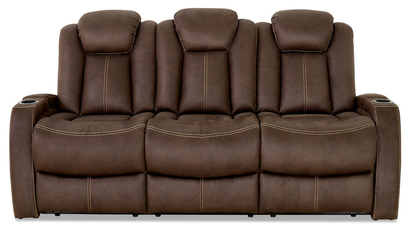 Terrell Faux Suede Power Reclining Sofa - Chocolate
