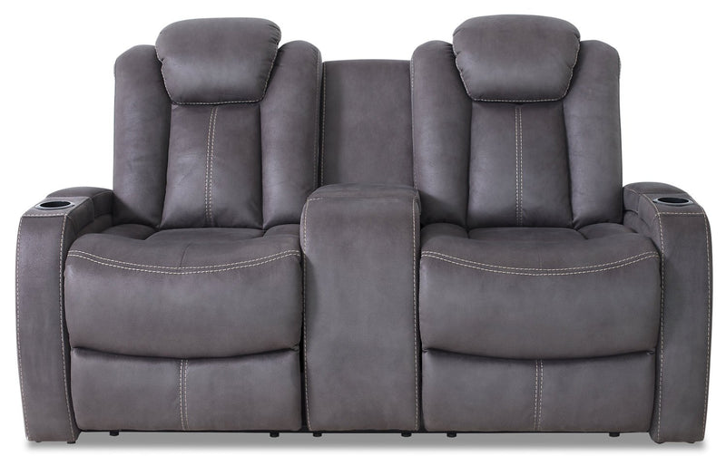 Terrell Faux Suede Power Reclining Loveseat - Pewter