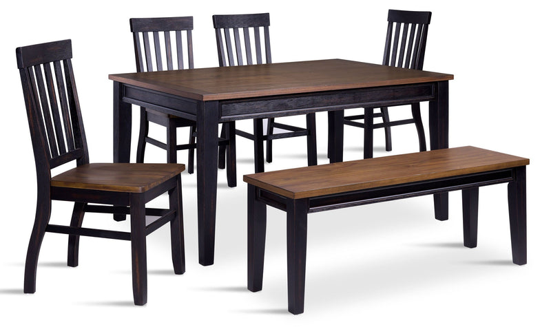 Grand Noir 6-Piece Dinette Set - Ebony/Driftwood