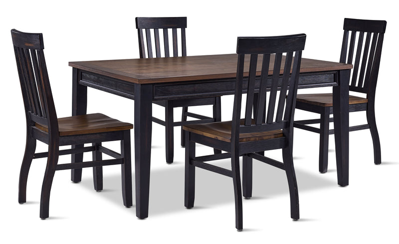 Grand Noir 5-Piece Dining Set - Ebony/Driftwood