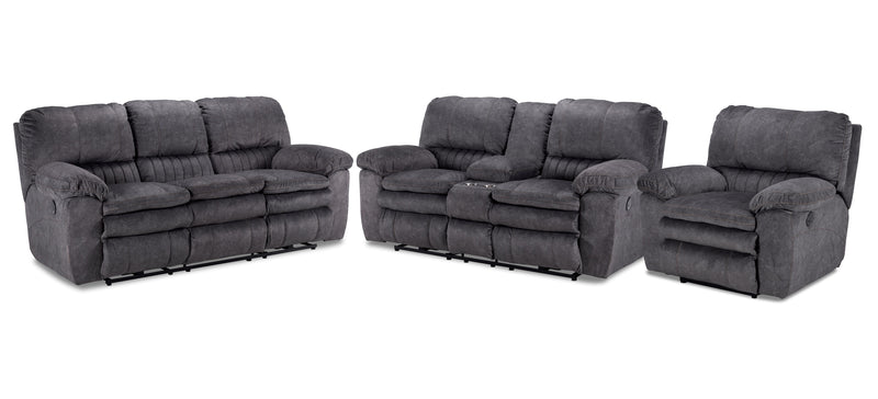 Eyland Power Reclining Sofa, Loveseat and Recliner Set - Grey