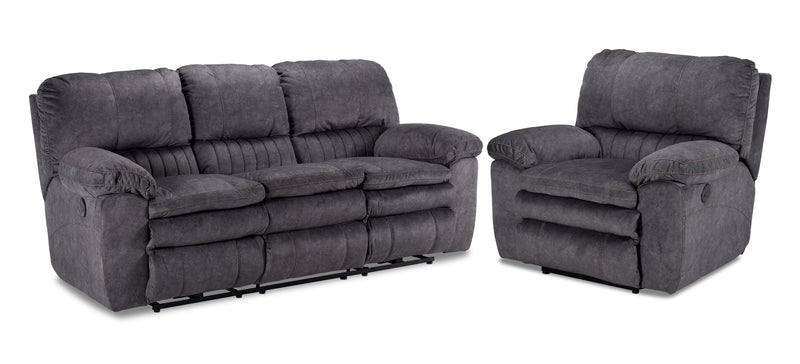 Eyland Power Reclining Sofa and Recliner Set - Grey