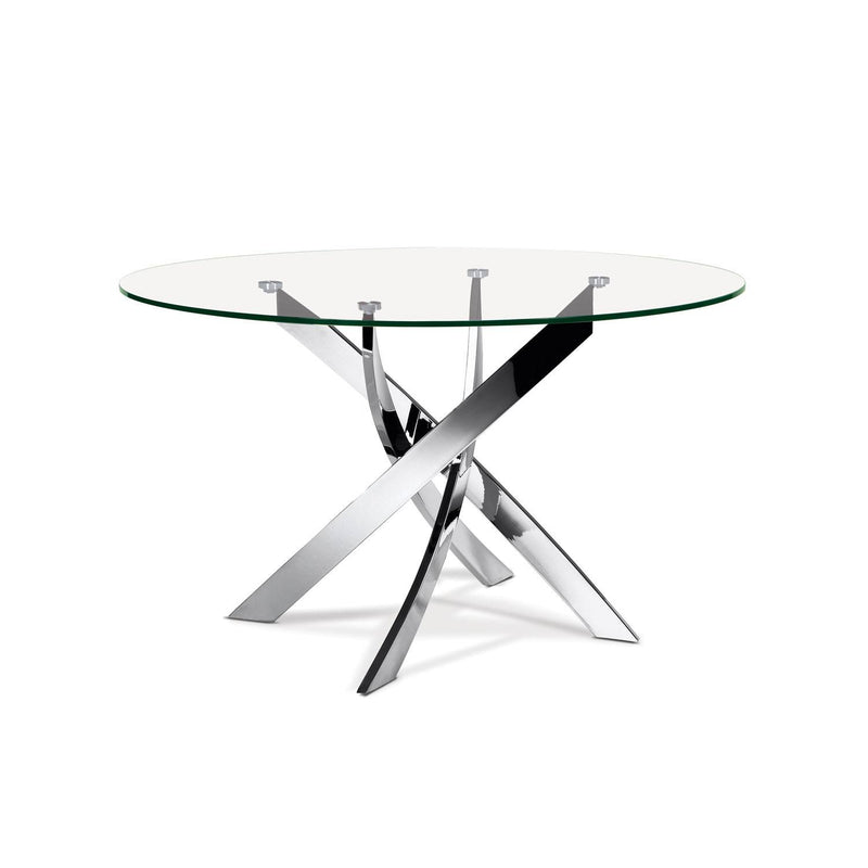 Taviers 51" Round Glass Dining Table - Chrome
