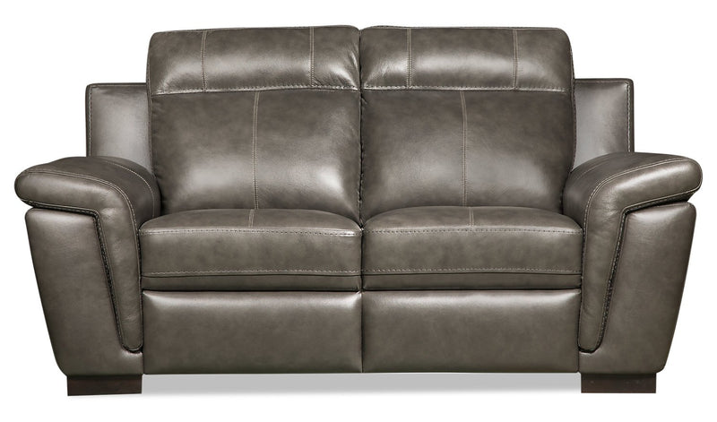 Hughes Genuine Leather Loveseat - Grey