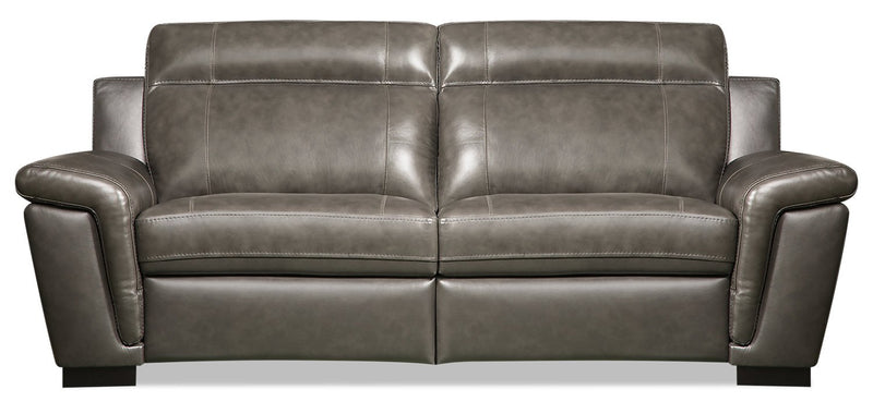 Hughes Genuine Leather Power Reclining Sofa - Grey