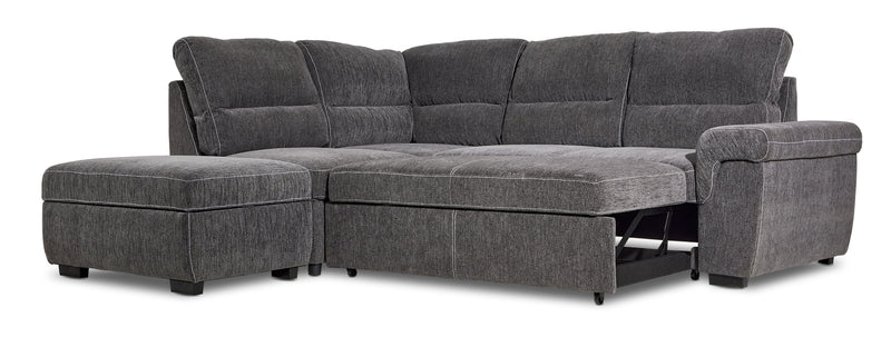 Poynt 4-Piece Sectional with Right Facing Pop-Up Bed - Charcoal