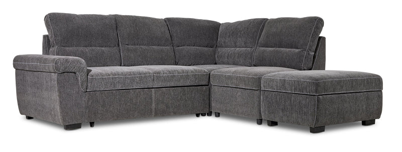 Poynt 4-Piece Sectional with Left Facing Pop-Up Bed - Charcoal