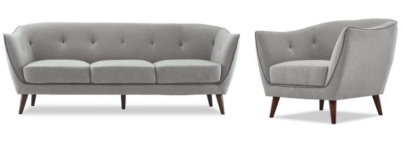 Jasmine II Sofa and Chair Set - Light Grey