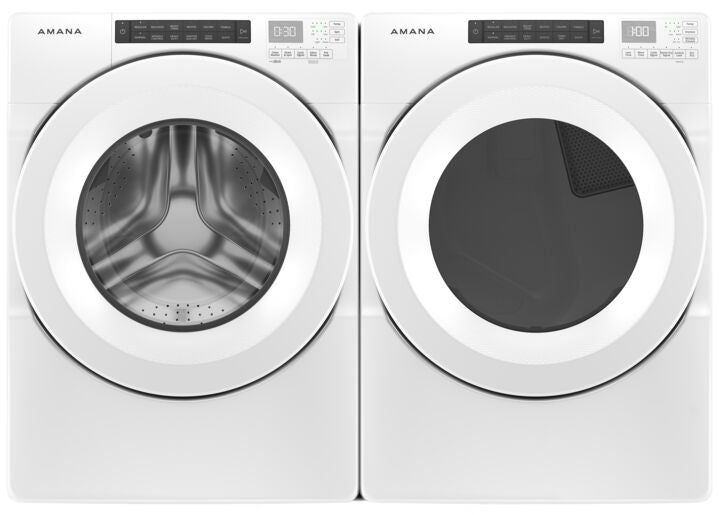 Amana White Front-Load Washer (5.0 cu. ft.) & Gas Dryer (7.4 cu. ft.) - NFW5800HW/NGD5800HW