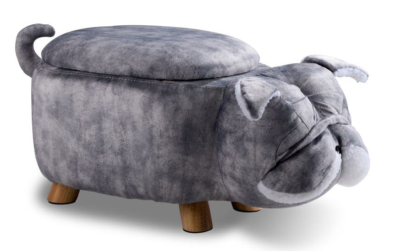 Zoo Companions Bulldog Storage Ottoman - Grey