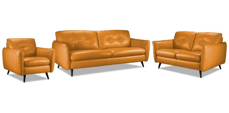 Ridley Sofa, Loveseat and Chair Set - Honey Yellow