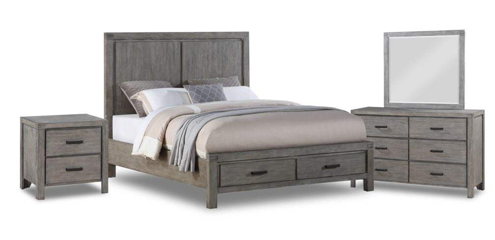 Conrad 6-Piece King Bedroom Set- Wire-Brushed Grey