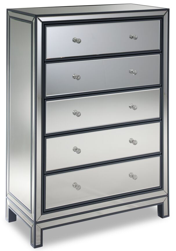 Clarisa 5 Drawer Chest Mirrored Glass Furniture