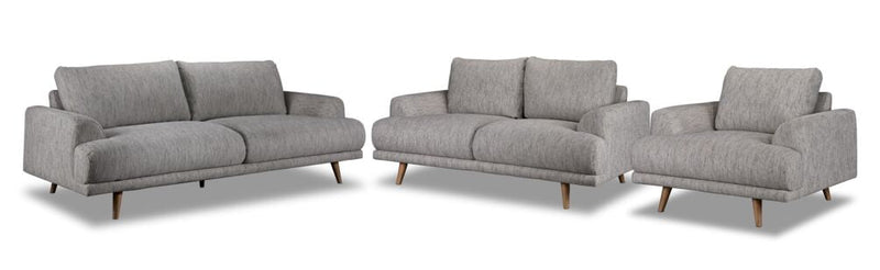 Arlington Sofa, Loveseat and Chair Set - Grey