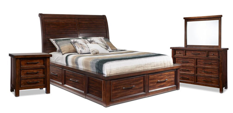 Ashtyn 6-Piece King Storage Bedroom Set - Dark Brown