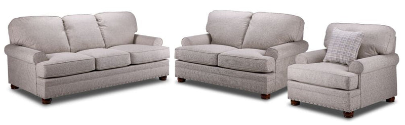 Hinsdale Sofa, Loveseat and Chair Set - Buff