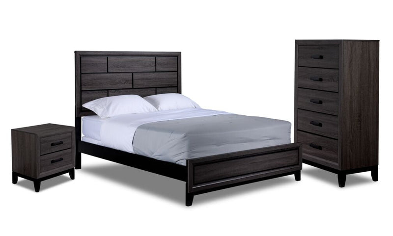 Daboll 5-Piece Full Bedroom Set - Grey/Black