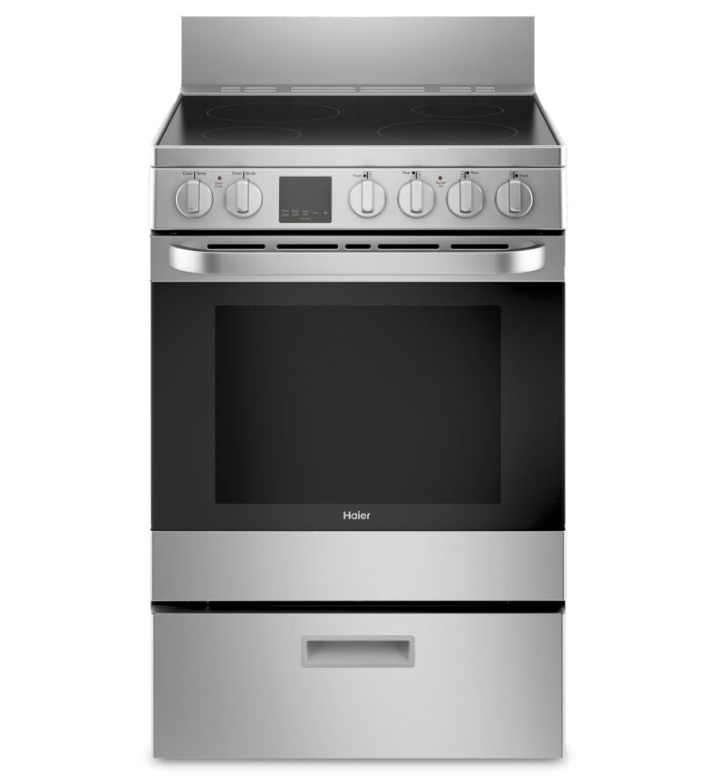 Haier 24" Electric Slide-In Range with Storage Drawer Stainless Steel (2.9 Cu.Ft) - QCA740RMSS