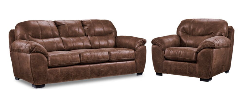 Reba Sofa and Chair Set - Dark Brown