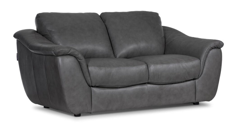 Iver Leather Loveseat - Grey