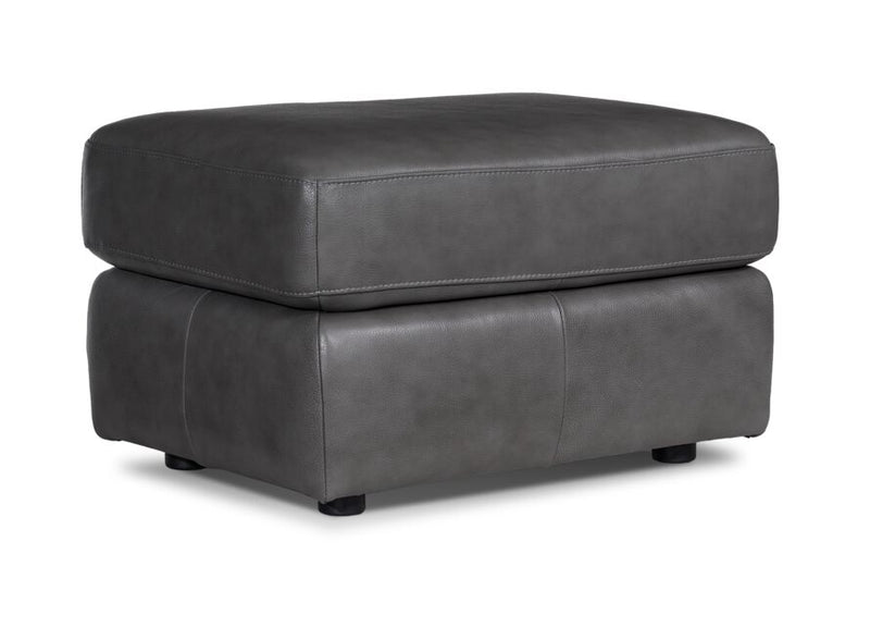 Iver Leather Ottoman - Grey