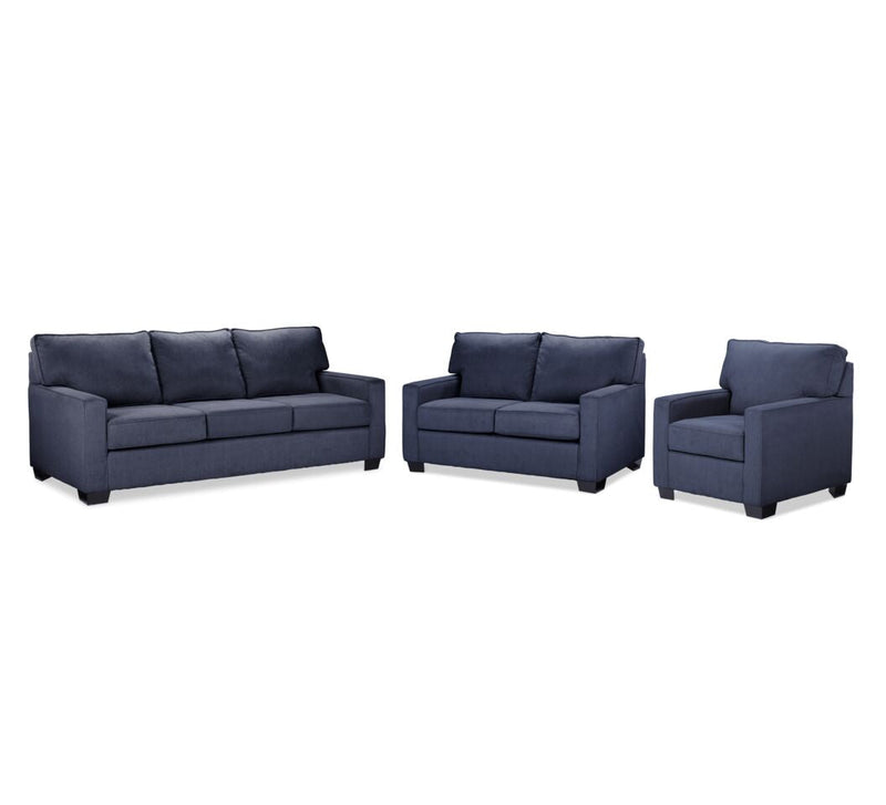 Donabate Sofa, Loveseat and Chair Set - Navy