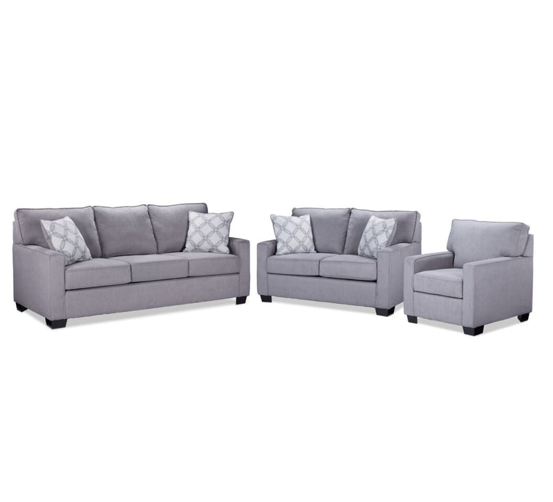 Donabate Sofa, Loveseat and Chair Set - Slate