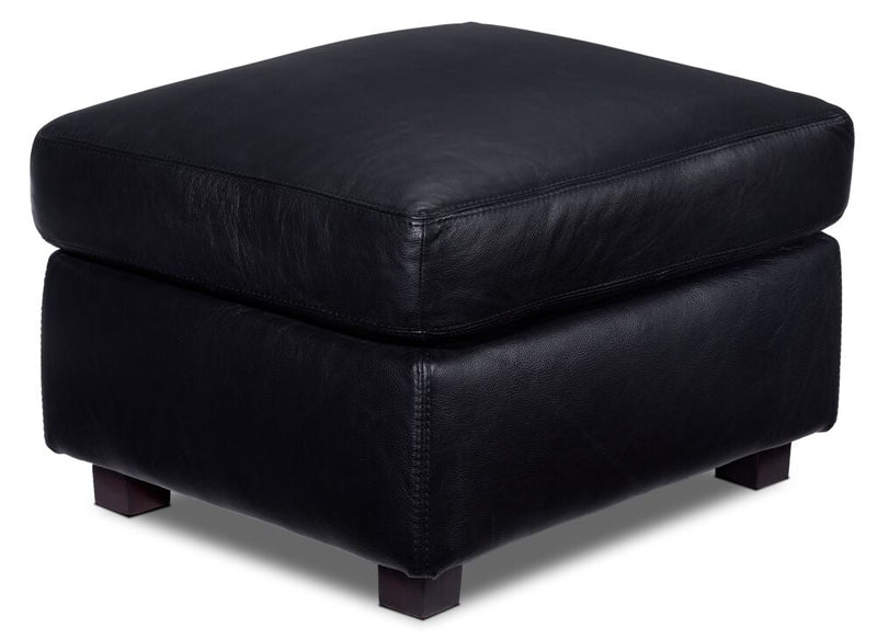 Webster Leather Ottoman - Black