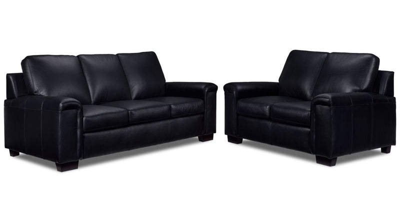 Webster Leather Sofa And Loveseat Set - Black