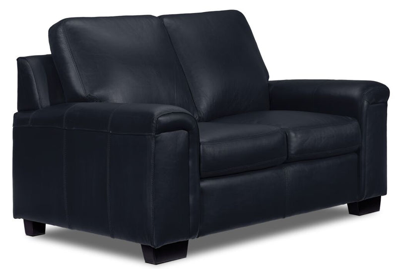 Webster Leather Loveseat - Navy