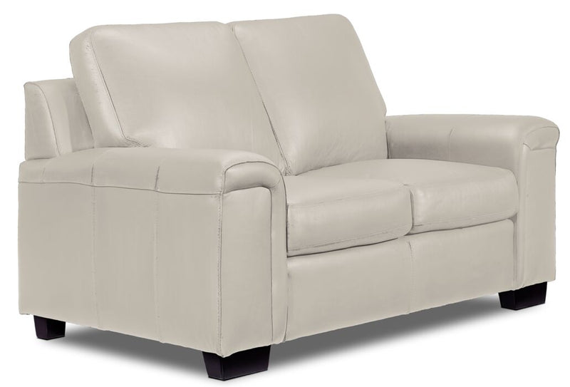 Webster Leather Loveseat - Cloud Grey