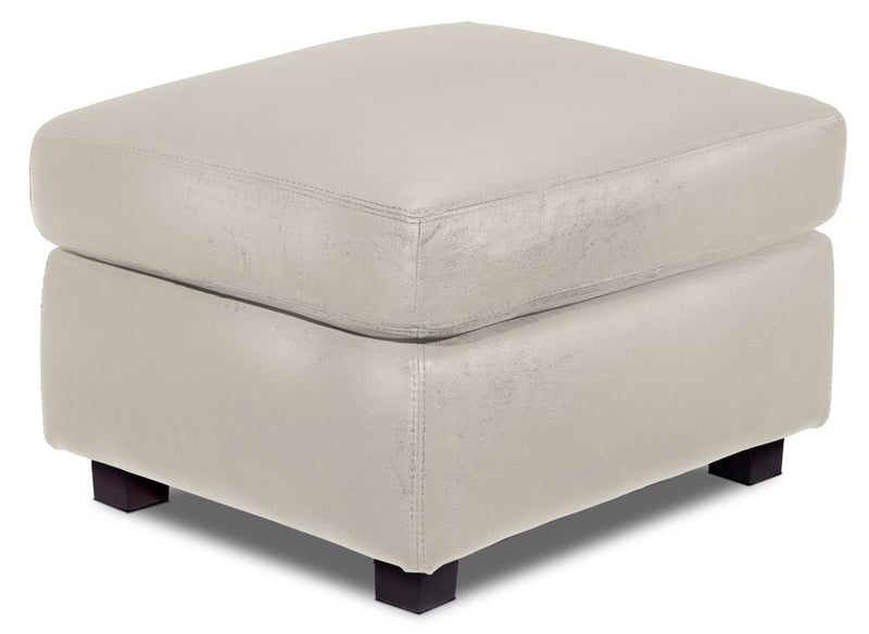 Webster Leather Ottoman - Silver Grey