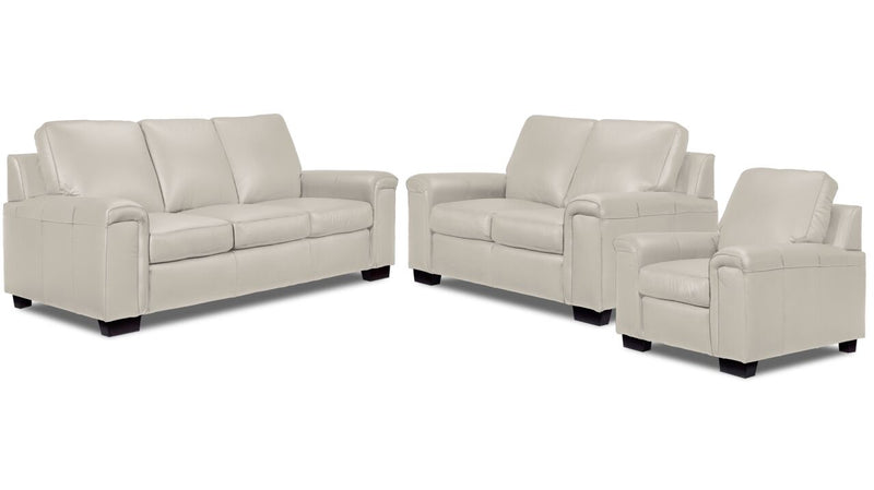 Webster Leather Sofa, Loveseat and Chair Set - Silver Grey