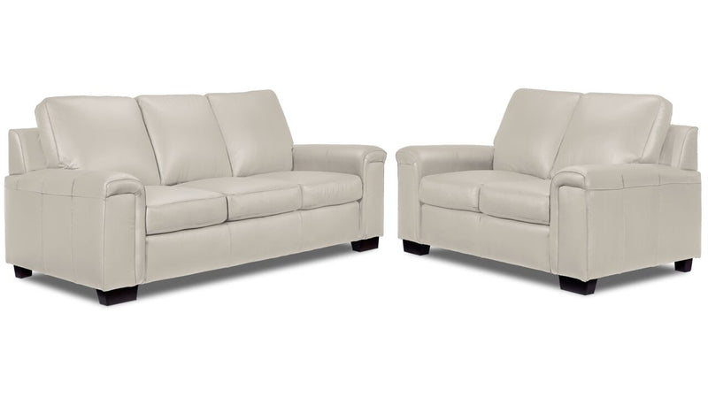 Webster Leather Sofa and Loveseat Set - Silver Grey