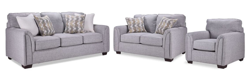 Mattson Sofa, Loveseat and Chair Set - Grey