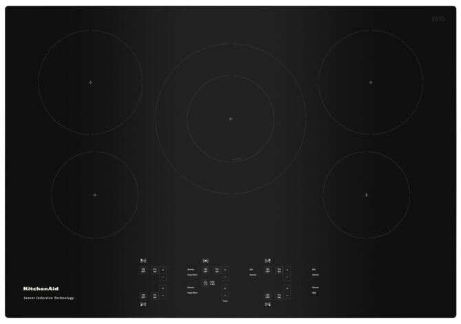 KitchenAid Black 30" 5-Element Electric Sensor Induction Cooktop - KCIG550JBL