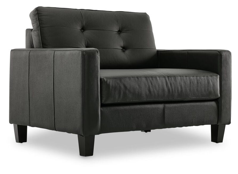 Jolly Leather Chair and a Half - Dark Grey