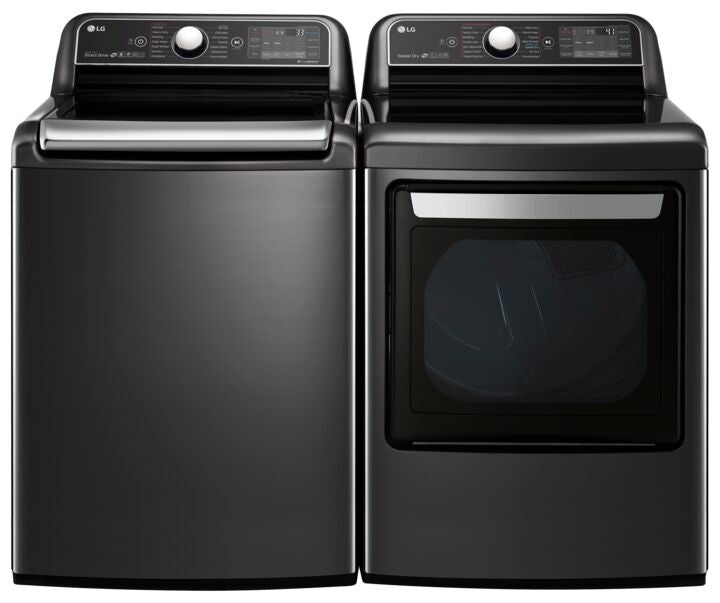 LG Black Steel Top-Load Washer (6.3 cu. ft.) & Electric Dryer (7.3 cu. ft.) - WT7900HBA/DLEX7900BE