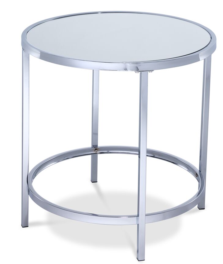 Sarenso End Table - Mirrored Glass/Silver