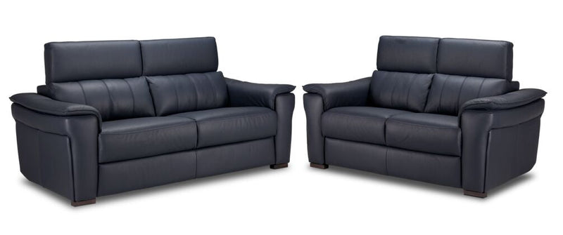 Croft Leather Sofa and Loveseat Set - Blue