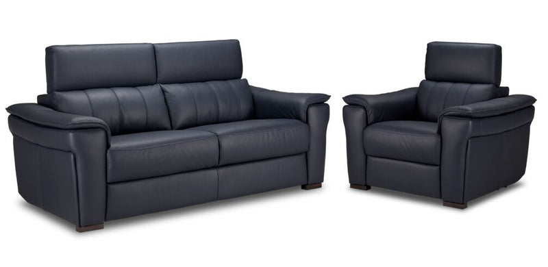 Croft Leather Sofa and Chair Set - Blue